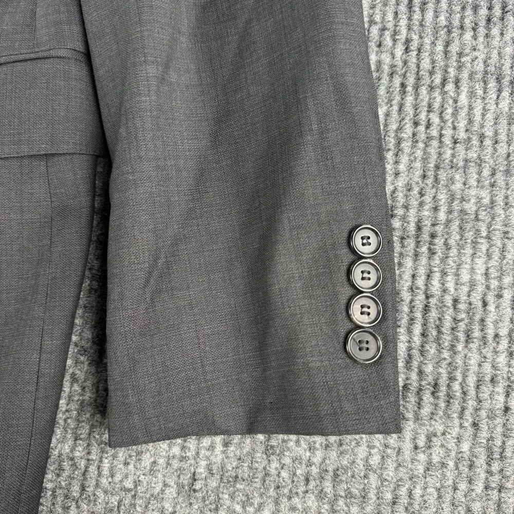 Vintage Hugo Boss Suit 42L Gray Birdseye Wool USA Union Made 38x32 Designer